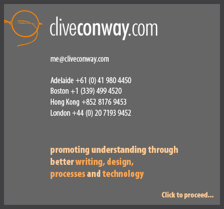 cliveconway.com. Promoting understanding through better writing, design, processes and technology